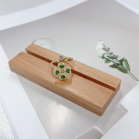 Elegant Four Leaf Clover Fidget Anxiety Rings for Women Sparkly Cubic Zirconia Heart Flower Adjustable Rotating Spinning Ring Wedding Open Band Relieving Stress Delicate Lucky Jewelry St. Patrick Day in Saudi Arabia