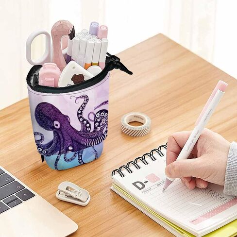 Swono Foxes Cute Pencil Holder Fox Tree Stand Up Pencil Case Organizer Pencil Holder Makeup Bag Gift Colorful in Kuwait