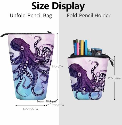 Swono Foxes Cute Pencil Holder Fox Tree Stand Up Pencil Case Organizer Pencil Holder Makeup Bag Gift Colorful in Kuwait