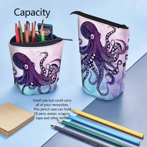 Swono Foxes Cute Pencil Holder Fox Tree Stand Up Pencil Case Organizer Pencil Holder Makeup Bag Gift Colorful in Kuwait