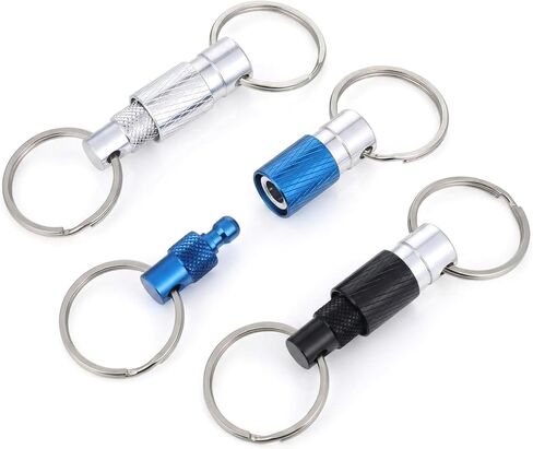 3Pcs Quick Release Keychain, Detachable Key Ring Quick Disconnect Keychain Heavy Duty Car Key Holder Metal Pull Apart Keychains for Men Women (Black, Silver, Blue) in Saudi Arabia