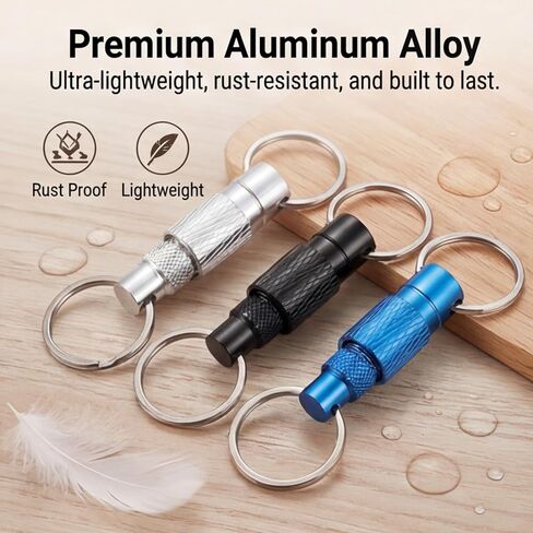 3Pcs Quick Release Keychain, Detachable Key Ring Quick Disconnect Keychain Heavy Duty Car Key Holder Metal Pull Apart Keychains for Men Women (Black, Silver, Blue) in Saudi Arabia