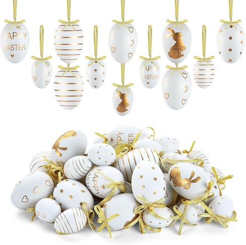 Easter Ornaments for Tree,40pcs Easter Tree Ornaments,Hanging Plastic Eggs Decorations for Basket DIY Crafts Party Favors in Saudi Arabia