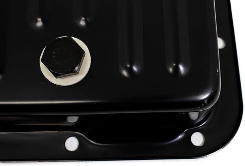 Steel Transmission Pan Fits Ford C4 (Pan Fill Style Only) – Stock Capacity – Black – With Drain Plug in Saudi Arabia