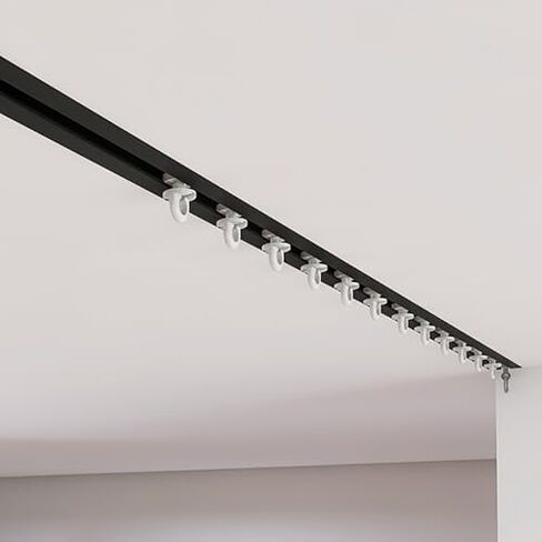 Double Row Curtain Track Silent Heavy Duty Drop Ceiling for Curtains-Room Divider,Aluminum Curtain Track System - 9ft White Sliding Rod for Room Dividers, Blackout Curtains & Drapes, Ceiling in Saudi Arabia