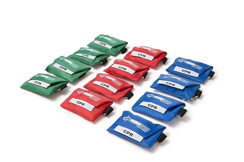 Primacare RS-8631-CS Pack of 12 CPR Barrier Keychain Pouch with One Way Valve, Face Shield Mask Keyring with HEPA Filter, First Aid Kits for CPR Training, Colors May Vary in Saudi Arabia