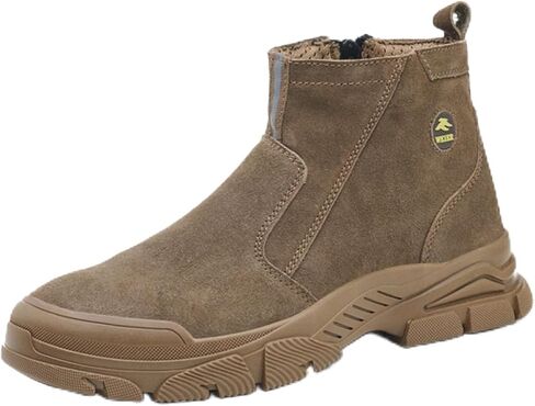 Men's Welding Work Boots Steel Toe Suede Side-Zip Comfortable Lightweight Non-Slip Safety Platform Sole Working Shoes for Construction Warehouse Factory Outdoor Work Electrical Maintenance in Saudi Arabia