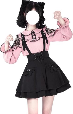 Pokn Lolita Jirai Kei Fashion Women's Skirt Lolita Style Short Skirt Mini Skirt Cutecore Kawaii Gothic in Saudi Arabia