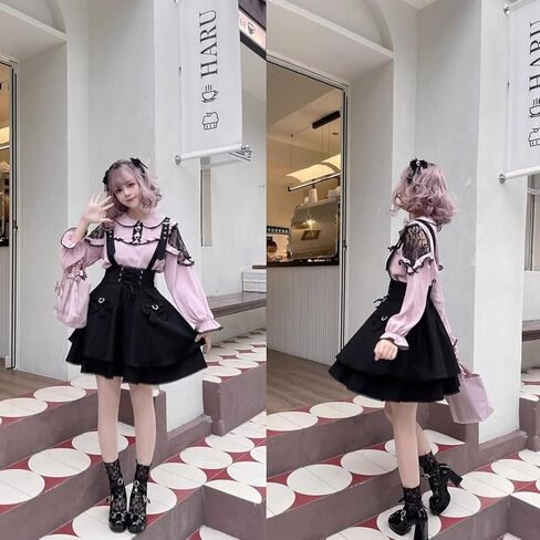Pokn Lolita Jirai Kei Fashion Women's Skirt Lolita Style Short Skirt Mini Skirt Cutecore Kawaii Gothic in Saudi Arabia