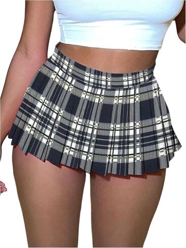 SweatyRocks Pleated Skirts for Women Y2k Plaid Mini Skirt Casual Skater Short Skirts in Saudi Arabia