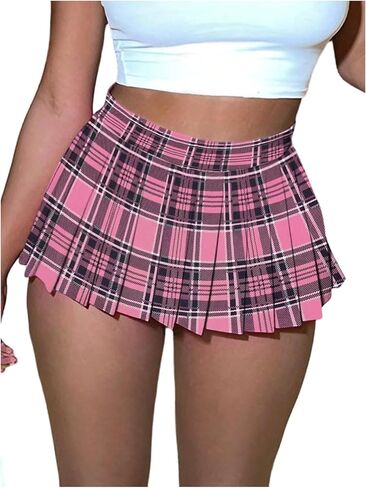 SweatyRocks Pleated Skirts for Women Y2k Plaid Mini Skirt Casual Skater Short Skirts in Saudi Arabia