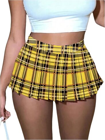 SweatyRocks Pleated Skirts for Women Y2k Plaid Mini Skirt Casual Skater Short Skirts in Saudi Arabia