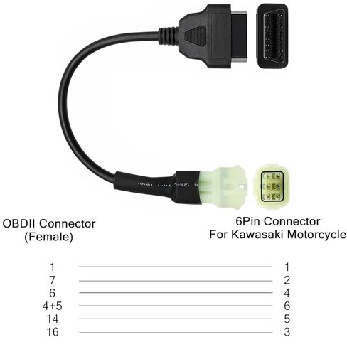 كابل دراجة نارية obd لدراجة نارية كاواساكي 6pin 6 دبوس إلى 16pin محول تشخيص obd2 كابل CANBUS مناسب لـ Kawasaki Z900RS/Z800/Z900/Z1000/ZX10R/ZX14R/H2 Euro 4 محول Motorrad in Saudi Arabia