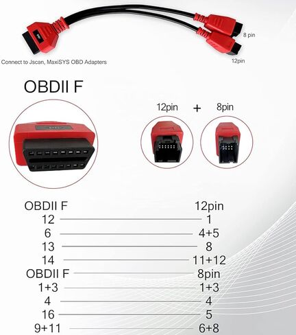 12+8 pin Cable OBD Security Bypass connctor 12+8 Adapter for Chrysler SGW Equipped FCA Vehicles Compatible with JScan App for Diagnostic Fit for Scanners MK808 MK808S MX808 MS906 Pro MS908S in Kuwait
