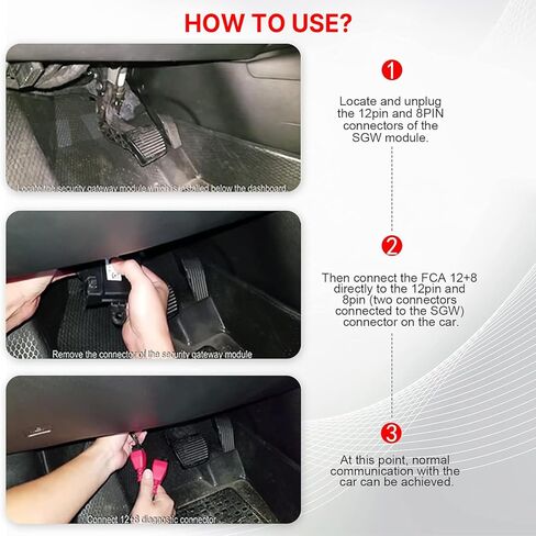 12+8 pin Cable OBD Security Bypass connctor 12+8 Adapter for Chrysler SGW Equipped FCA Vehicles Compatible with JScan App for Diagnostic Fit for Scanners MK808 MK808S MX808 MS906 Pro MS908S in Kuwait