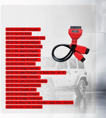 12+8 pin Cable OBD Security Bypass connctor 12+8 Adapter for Chrysler SGW Equipped FCA Vehicles Compatible with JScan App for Diagnostic Fit for Scanners MK808 MK808S MX808 MS906 Pro MS908S in Kuwait