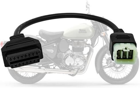كابل محول obd2 مناسب لـ Royal Enfield Classic 350 Reborn، Himalayan 411، Interceptor 650، Continental GT 650/535 Motorcycle 6 Pin to 16Pin Diagnosic Cable، يعمل مع قارئ رمز ELM327 ObdII in Kuwait