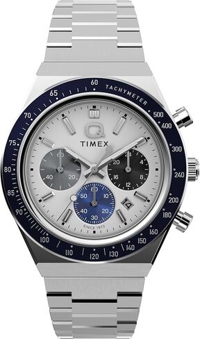 ساعة Timex للرجال Q 40 ملم - سوار فضي اللون ومينا بيضاء وحقيبة فضية اللون in Saudi Arabia