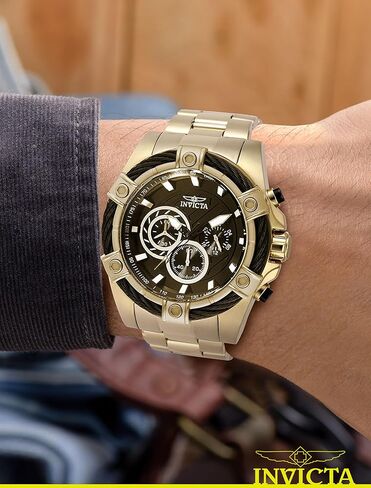 Invicta Bolt Men 52mm Stainless Steel Gold Black dial VD54 Quartz in Saudi Arabia