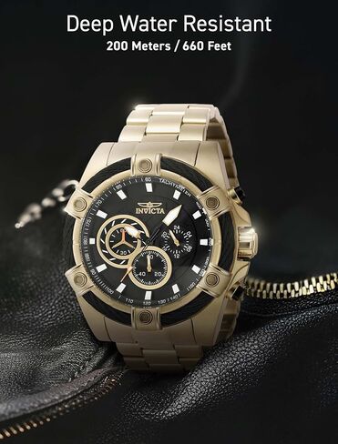 Invicta Bolt Men 52mm Stainless Steel Gold Black dial VD54 Quartz in Saudi Arabia