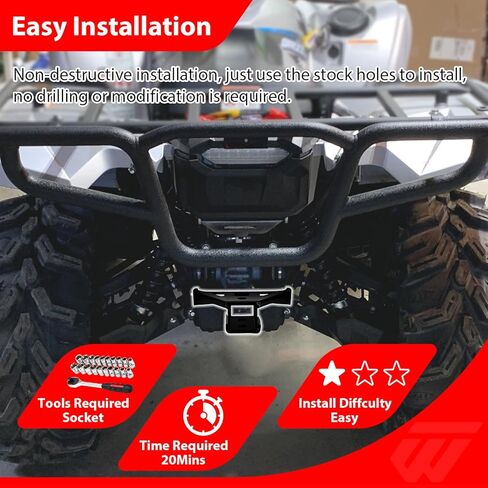 WeiSen 2" Rear Receiver Hitch Compatible with Yamaha Grizzy/Kodiak 450 700 2016-2025, ATV Trailer Towing Hitch in Saudi Arabia