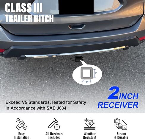 وصلة وصلة المقطورة الخلفية APS، وصلة وصلة قطر 2 بوصة مع غطاء وصلة سحب فئة 3 متضمن متوافق مع Nissan Rogue 2008-2020 in Saudi Arabia
