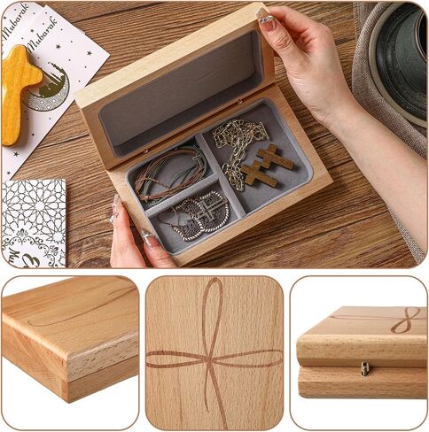 First Communion Jewelry Keepsake Valet Box Engraved Wooden Rosary Box Catholic First Holy Communion Gifts Storage Small Jewelry and Mementos in Saudi Arabia