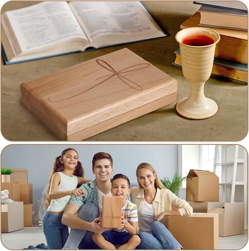 First Communion Jewelry Keepsake Valet Box Engraved Wooden Rosary Box Catholic First Holy Communion Gifts Storage Small Jewelry and Mementos in Saudi Arabia