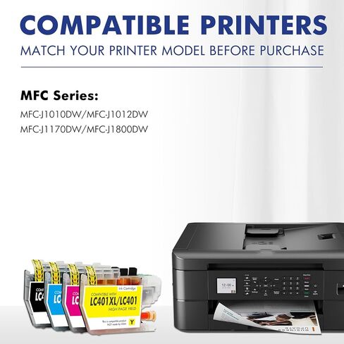 خراطيش حبر Cool Toner LC401XL LC401 MFC-J1010DW لطابعة Brother LC 401 401XL لـ MFC-J1010DW MFC-J1170DW MFC-J1012DW MFC-J1800DW MFC J1010DW - 4 عبوات عالية الإنتاجية أسود سماوي أرجواني أصفر in Kuwait