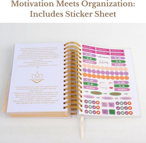 Budget Planner & Money Saving Binder, Undated Financial Organizer with Monthly Bill Tracker and Motivational Messages. Bilingual Savings Book (ES/EN) with Stickers & Pockets for Smart Planning. in Saudi Arabia
