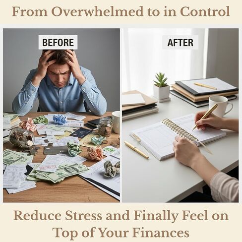 Budget Planner & Money Saving Binder, Undated Financial Organizer with Monthly Bill Tracker and Motivational Messages. Bilingual Savings Book (ES/EN) with Stickers & Pockets for Smart Planning. in Saudi Arabia