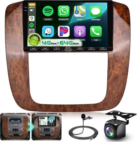 راديو سيارة 4G+64G لسيارة Chevy Silverado Tahoe Suburban GMC Yukon 2007-2013 ستيريو مع DSP Wireless Carplay Android Auto، Sellrich 9 بوصة 1280P IPS شاشة لمس راديو بلوتوث 5.0 GPS SWC كاميرا احتياطية in Saudi Arabia