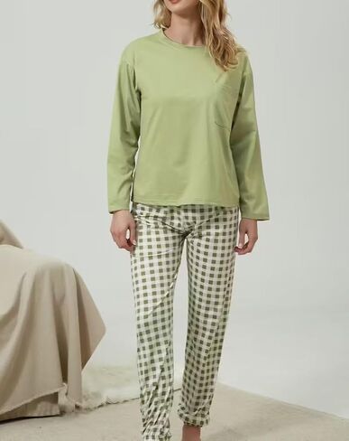 Pajama Set for Women 2 Piece Lounge Pjs Lounge Sets Long Sleeve Tops and Long Pants Soft Comfy Outfits in Saudi Arabia