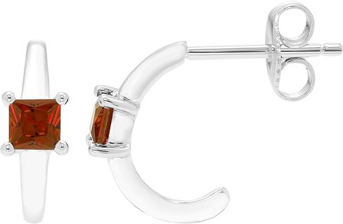 بوسطن باي الماس 925 الفضة الاسترليني الأميرة قطع جوهرة الأحجار الكريمة نصف هوب الأقراط in Kuwait