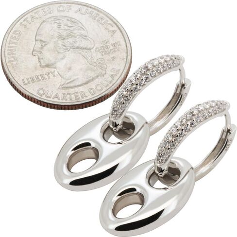 925 Sterling Silver 14k Gold Vermeil AAA Cubic Zirconia Mariner Hoop Earrings in Saudi Arabia