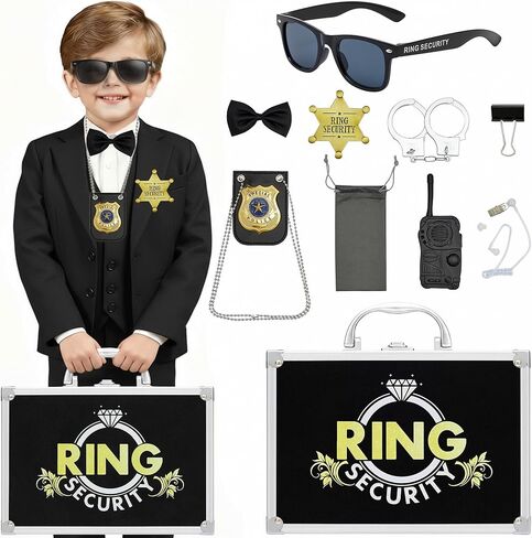Ring Security Wedding Ring Bearer Aluminum Briefcase-Padded Slits Holder,Bearer Gifts Security Box for Proposal Ceremony Wedding Day,Special Agent Guard Protector Case for Boys Kids in Saudi Arabia