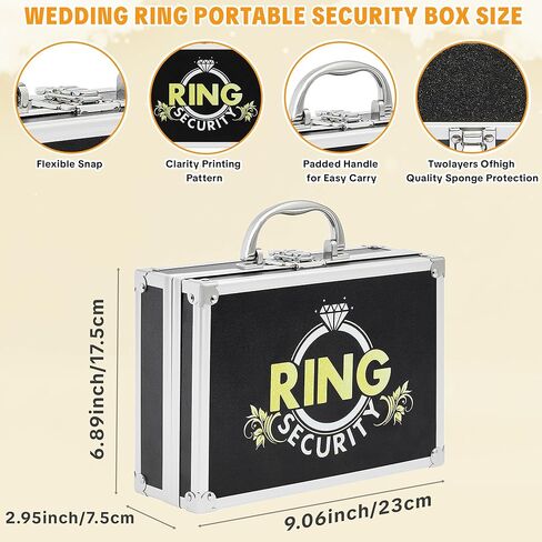 Ring Security Wedding Ring Bearer Aluminum Briefcase-Padded Slits Holder,Bearer Gifts Security Box for Proposal Ceremony Wedding Day,Special Agent Guard Protector Case for Boys Kids in Saudi Arabia