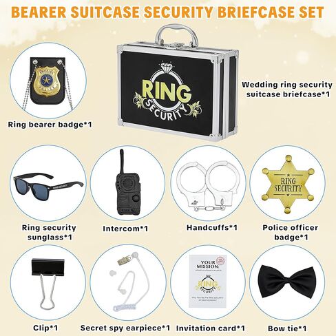 Ring Security Wedding Ring Bearer Aluminum Briefcase-Padded Slits Holder,Bearer Gifts Security Box for Proposal Ceremony Wedding Day,Special Agent Guard Protector Case for Boys Kids in Saudi Arabia