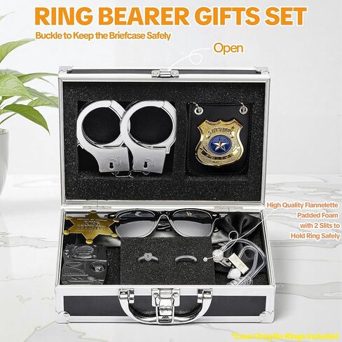Ring Security Wedding Ring Bearer Aluminum Briefcase-Padded Slits Holder,Bearer Gifts Security Box for Proposal Ceremony Wedding Day,Special Agent Guard Protector Case for Boys Kids in Saudi Arabia