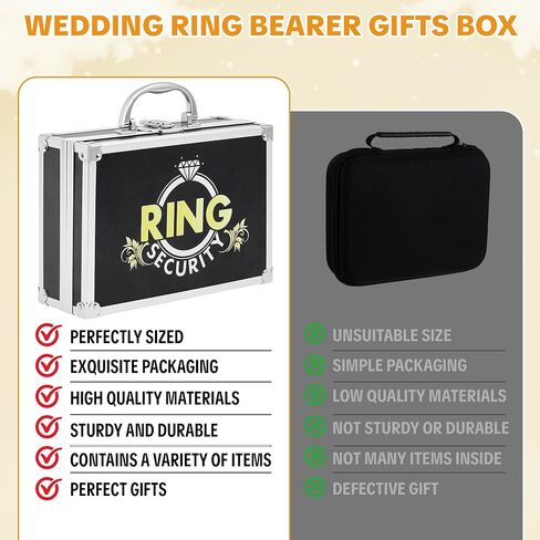 Ring Security Wedding Ring Bearer Aluminum Briefcase-Padded Slits Holder,Bearer Gifts Security Box for Proposal Ceremony Wedding Day,Special Agent Guard Protector Case for Boys Kids in Saudi Arabia