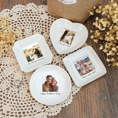 Personalized Photo Jewelry Tray with Picture, Custom Ceramic Trinket Dish Gift for Bride Best Friend Mom, Ring Holder Keepsake for Wedding Birthday Valentine Home Decor in Saudi Arabia
