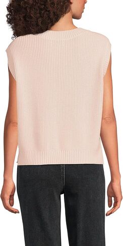 Lands' End Women's Drifter Modern Cable V Neck Vest Sweater in Saudi Arabia