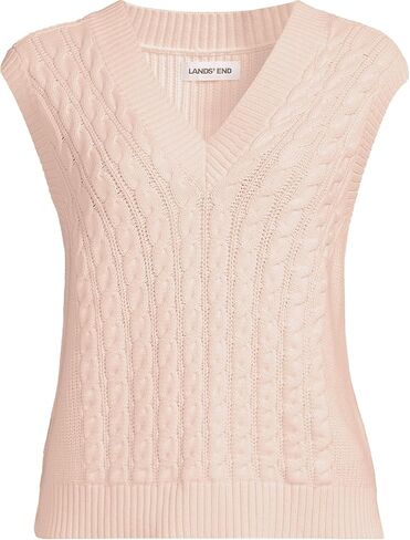 Lands' End Women's Drifter Modern Cable V Neck Vest Sweater in Saudi Arabia