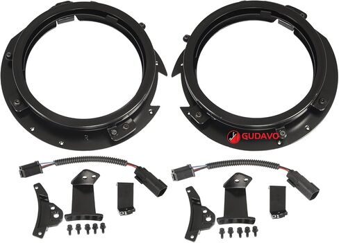 طقم محول المصابيح الأمامية للطرق الوعرة متوافق مع المصابيح الأمامية JK أو TJ على JL وGladiator يسمح باستخدام محول المصابيح الأمامية القوي من 9 إلى 7 بوصات (أسود) in Kuwait