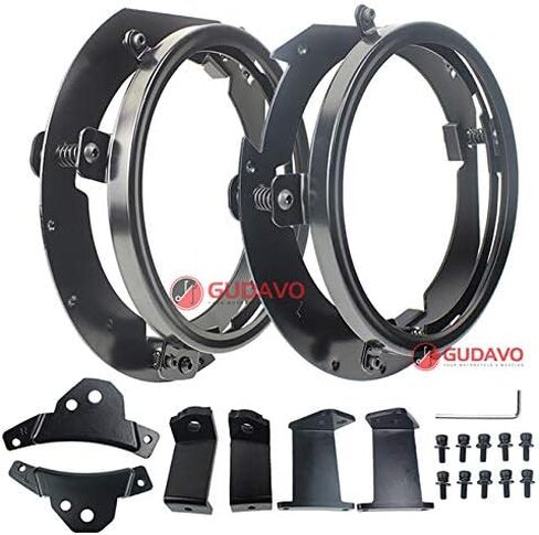 طقم محول المصابيح الأمامية للطرق الوعرة متوافق مع المصابيح الأمامية JK أو TJ على JL وGladiator يسمح باستخدام محول المصابيح الأمامية القوي من 9 إلى 7 بوصات (أسود) in Kuwait