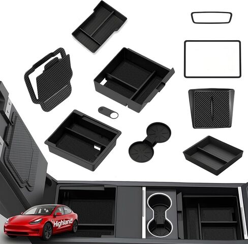 10PCS Center Console Organizer Tray Fits for Tesla Model Y Juniper 2025-2026,All-Weather Storage Boxes,Cup Holder,Charging Pad,Camera Privacy Cover,Screen Protector Interior Accessories in Saudi Arabia