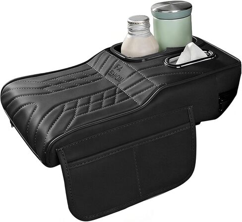 Car Seat Gap Organizer, Car Interior Organizer for Seat Gap Storage, Leather Multi-Functional Storage Box with Tissues, Universal for Most Cars (Black) in Saudi Arabia