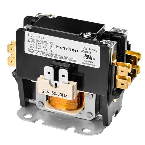 موصل محرك HVAC، HSJL-40/3، 3 أقطاب، 40 أمبير، ملف 24VAC 50/60 هرتز، لمكيف الهواء، المضخة الحرارية، أنظمة التبريد، مدرج في قائمة UL in Saudi Arabia
