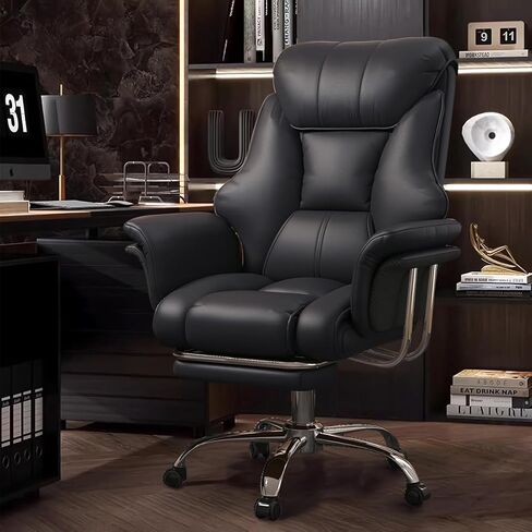 Big and Tall Office Chair Wide Seat Ergonomic Leather Executive Desk Chair with Leg Rest, Heavy-Duty 550 lbs Adjustable Height Computer Gaming Chairs in Saudi Arabia