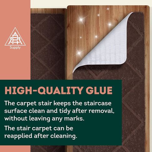 Diamond Brown Carpet Stair Treads for Wooden Steps Indoor, 8 x 30. Set of 15 Adhesive Stair Carpet Treads. Soft and Safe Polyester Step Carpet for Stairs Non Slip. Washable Rugs for Stairs in Saudi Arabia